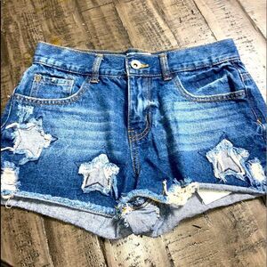 Altar’d state distressed with stars denim shorts